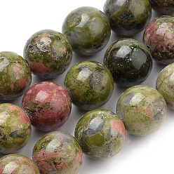 Unakite Natural Unakite Beads Strands, Round, 10mm, Hole: 1mm, about 38pcs/strand, 15.7 inch