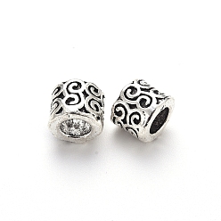 Antique Silver Tibetan Style Alloy European Beads, Large Hole Beads, Cadmium Free & Lead Free, Column, Antique Silver, 8x9mm, Hole: 5mm, about 480pcs/1000g