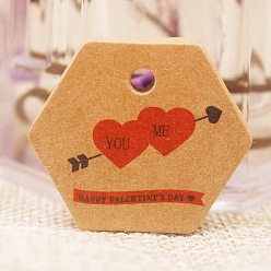 Сердце 100 шт. бумажные подарочные бирки на день Святого Валентина, шестиугольник, сердце, 3x3.5 см