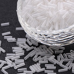 Clear Glass Bugle Beads, Round Hole Seed Beads, Clear, about 6mm long, 1.8mm in diameter, hole: 0.6mm, about 10000pcs/bag. Sold per package of one pound