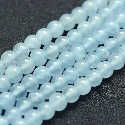 Aigue-marine Aigue-marine naturelle brins de perles, Grade A +, ronde, 4mm, Trou: 1mm, Environ 94 pcs/chapelet, 15.5 pouce (39.5 cm)
