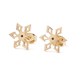 Golden Snowflake 304 Stainless Steel Stud Earrings for Women, Golden, 11.5x10mm, Pin: 0.7mm