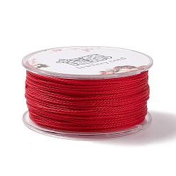 Rouge Foncé Cordon rond en polyester ciré, cordon torsadé, rouge foncé, 1mm, environ 49.21 yards (45m)/rouleau