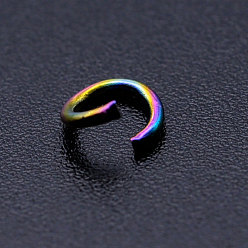 Rainbow Color Revestimiento iónico (ip) 201 anillos de salto de acero inoxidable, anillo redondo, anillos del salto abiertos, color del arco iris, 20 calibre, 5x0.8 mm, diámetro interior: 3 mm