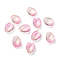 Pink Transparent Glass Pendants,  Sakura Petaline, Pink, 16x12x3.5mm, Hole: 0.9mm