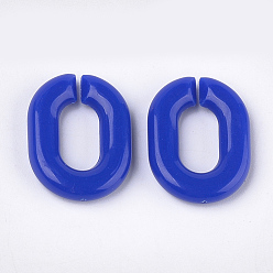Bleu Anneaux liant acrylique, connecteurs à liaison rapide, pour la fabrication de chaînes de bijoux, ovale, bleu, 19x14x4.5mm, trou: 11x5.5 mm, environ 680 pcs / 500 g