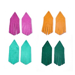 Mixed Color Eco-Friendly Sheepskin Leather Tassel Pendants, Mixed Color, 49x18x1mm, Hole: 1.4mm