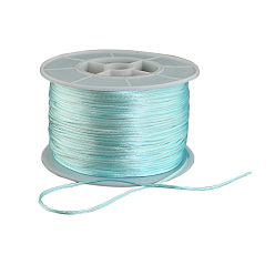 Turquoise Pâle Fil de nylon ronde, corde de satin de rattail, pour création de noeud chinois, turquoise pale, 1mm, 100 yards / rouleau