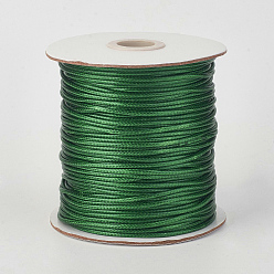 Vert Foncé Cordon en polyester ciré coréen écologique, vert foncé, 1mm, environ 169.51~174.98 yards (155~160m)/rouleau
