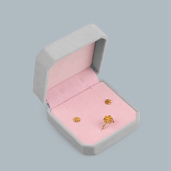Pink Boîte en velours, pour ensemble de bijoux, carrée, rose, 9x9x4.5 cm