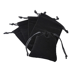 Черный Мешки ювелирных изделий бархата, чёрные, 90x70 мм