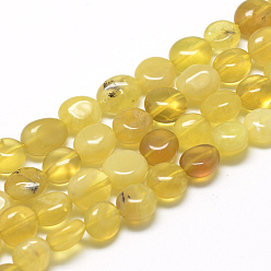 Yellow Opal Natural Yellow Opal Beads Strands, Oval, 8~15x7~12x4~12mm, Hole: 1mm, about 30~45pcs/strand, 15.7 inch