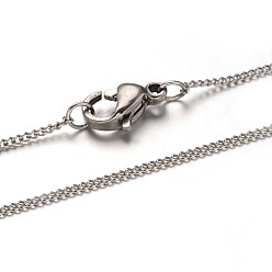 Stainless Steel Color 304 Stainless Steel Twisted Chain Necklaces, with Lobster Claw Clasps, Stainless Steel Color, 17.7 inch(45cm), 1mm