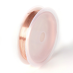 Rose Gold Round Copper Wire for Jewelry Making, Long-Lasting Plated, Rose Gold, 26 Gauge, 0.4mm, about 32.8 Feet(10m)/roll, 10 rolls/group