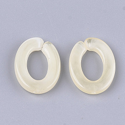 AntiqueWhite Acrylic Linking Rings, Quick Link Connectors, For Jewelry Chains Making, Imitation Gemstone Style, Oval, Wheat, 24.5x18.5x4mm, Hole: 14.5x9mm, about: 440pcs/500g