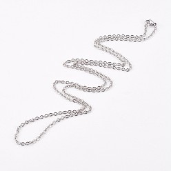 Stainless Steel Color 304 Stainless Steel Cable Chain Necklaces, with Lobster Clasps, Stainless Steel Color, 24.2 inch(61.5cm)