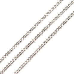 Color de Acero Inoxidable 304 de acero inoxidable cadenas del encintado, soldada, con carrete, color acero inoxidable, 2.5x2x0.5 mm, aproximadamente 32.81 pies (10 m) / rollo
