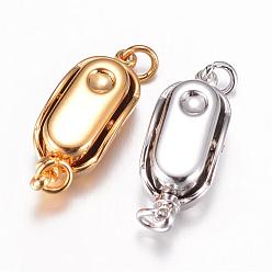 Mixed Color 304 Stainless Steel Box Clasps, Bean, Mixed Color, 20x8x7mm, Hole: 2.5mm, pin: 1.2mm