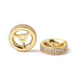 Oro Latón perlas de circonio cúbico, Rondana plana, dorado, 10x3 mm, agujero: 1 mm