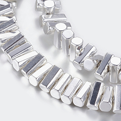 Plaqué Argent Non-magnétiques perles d'hématite synthétique brins, colonne, Plaqué Argent, 6.5x3mm, Trou: 1mm, Environ 49 pcs/chapelet, 15.9 pouce (40.5 cm)