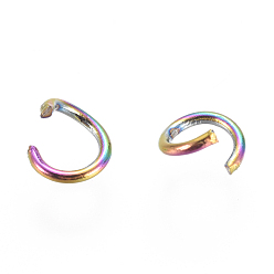 Rainbow Color Ion Plating(IP) 304 Stainless Steel Open Jump Rings, Rainbow Color, 20 Gauge, 5x0.8mm, Inner Diameter: 3.4mm