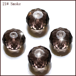 Серый Имитация Австрийские кристаллические шарики, класс AAA, граненые, рондель, серые, 4x3 мм, отверстие : 0.7~0.9 мм