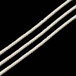 Blanc Cordons de fils de coton en nylon rond teints respectueux de l'environnement, blanc, 1 mm, 20 mètres / rouleau