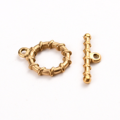 Oro Revestimiento de iones (ip) 304 cierres de palanca de acero inoxidable, anillo, dorado, anillo: 19x16x2.5 mm, agujero: 1.6 mm, bar: 22x6x2.5 mm, agujero: 1.6 mm