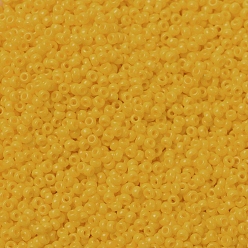 (RR404D) Opaco Amarillo Oscuro Cuentas de rocailles redondas miyuki, granos de la semilla japonés, 11/0, (rr 404 d) amarillo oscuro opaco, 11/0, 2x1.3 mm, Agujero: 0.8 mm, sobre 5500 unidades / 50 g