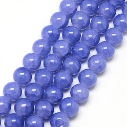 Medium Slate Blue Baking Painted Crackle Glass Bead Strands, Round, Medium Slate Blue, 4mm, Hole: 1.1~1.3mm, about 200pcs/strand, 31.4 inch