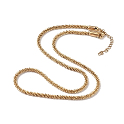 Золотой Ионное покрытие (ip) 304 ожерелье-цепочка из костяной веревки из нержавеющей стали для женщин, золотые, 18.15 дюйм (46.1 см), широк: 3.3 мм