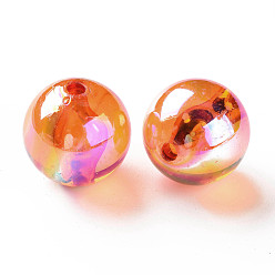 Orange Foncé Perles acryliques transparentes, de couleur plaquée ab , ronde, orange foncé, 20x19mm, Trou: 3mm, environ111 pcs / 500 g