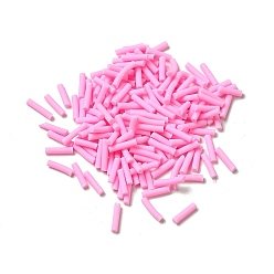 Perlas de Color Rosa Abalorios de la arcilla de polímero hechos a mano, ningún agujero, columna, rosa perla, 6~19x1.5 mm, Sobre 73000 unidades / 1000 g