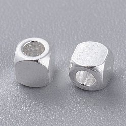 Silver 201 Stainless Steel Beads, Square, Silver, 3x3x3mm, Hole: 1.6mm