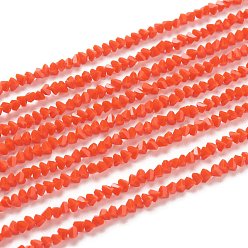 Orange Red Glass Beads Strands, Imitation Jade Glass, Faceted, Polygon, Orange Red, 2.5x2.5x2.5mm, Hole: 0.7mm, about 150pcs/strand, 13.39''(34cm)