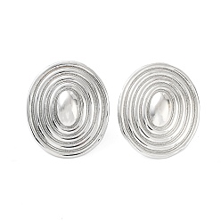 Платина Овальные серьги-гвоздики из латуни для женщин, долговечный, без свинца и без кадмия, платина, 25x21 мм