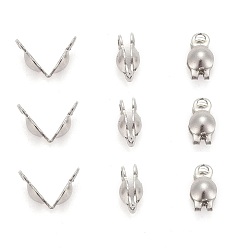 Stainless Steel Color Stainless Steel Bead Tips, Calotte Ends, Clamshell Knot Cover, Stainless Steel Color, 6x3mm, Hole: 1mm