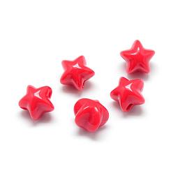 Rouge Perles acryliques opaques, étoiles, rouge, 11x11.5x10mm, trou: 2.5 mm, environ 860 pcs / 500 g