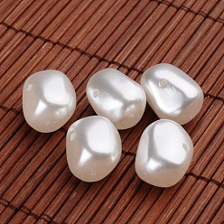Blanc Acryliques perles imitation de perles, ovale, blanc, 18x13~14mm, trou: 2 mm, environ 255 pcs / 500 g