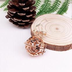 Light Gold Brass Bead Cage Pendants, with Random Style Snap on Bails, for Chime Ball Pendant Necklaces Making, Hollow Round Charm, Light Gold, 22mm, Inner Diameter: 18mm