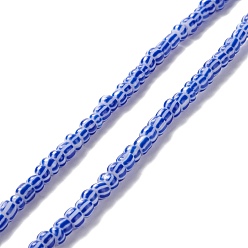 Bleu Dodger Brins de perles à chalumeau manuels, 2 ton, colonne, Dodger bleu, 4~5.5x2~4mm, Trou: 0.8mm, Environ 130 pcs/chapelet, 14.96~15.75 pouce (38~40 cm)