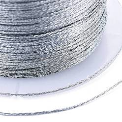 Gris Fil métallique tressé en polyester, pour la fabrication de bracelets tressés et la broderie, grises , 0.4mm, 6, environ 54.68 yards (50m)/rouleau