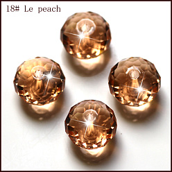 Melocotón de Soplo Imitación perlas de cristal austriaco, aaa grado, facetados, Rondana plana, peachpuff, 10x7 mm, agujero: 0.9~1 mm