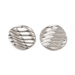 Stainless Steel Color 304 Stainless Steel Pendants, Flat Round Charm, Stainless Steel Color, 17x2.5mm, Hole: 1.4mm