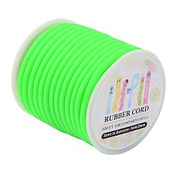 Lime Green Synthetic Rubber Cord, Hollow, Wrapped Around White Plastic Spool, Lime Green, 5mm, Hole: 3mm, about 10.94yards/roll(10m/roll)