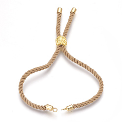 Pérou Fabrication de bracelet de cordon de coton, avec les accessoires en laiton, plat et circulaire avec arbre de vie, réel 18 k plaqué or, Pérou, 8-5/8 pouce (22 cm), Trou: 2mm