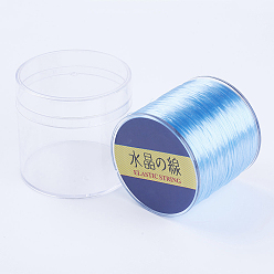 Bleu Ciel Clair Chaîne en cristal élastique plat japonais, fil de perles élastique, pour la fabrication de bracelets élastiques, lumière bleu ciel, 0.8mm, 300 yards / rouleau, 900 pieds / rouleau