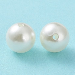 Creamy White Imitated Pearl Acrylic Beads, Round, Creamy White, 14mm, Hole: 2mm, about 370pcs/500g