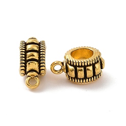 Oro Antiguo Fianzas de tubo de aleación de estilo tibetano, fianzas de bucle, tubo ranurado, oro antiguo, 13x9x6.5 mm, agujero: 1.6 mm, diámetro interior: 5.3 mm, 763 unidades / 1000 g
