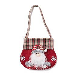 Santa Claus Sacs de bonbons en tissu, sacs-cadeaux de bonbons de dessin animé de noël pour l'emballage de cadeaux de noël, le père noël, 34~35 cm, sac :15.3~15.5x18.5~19x0.4 cm